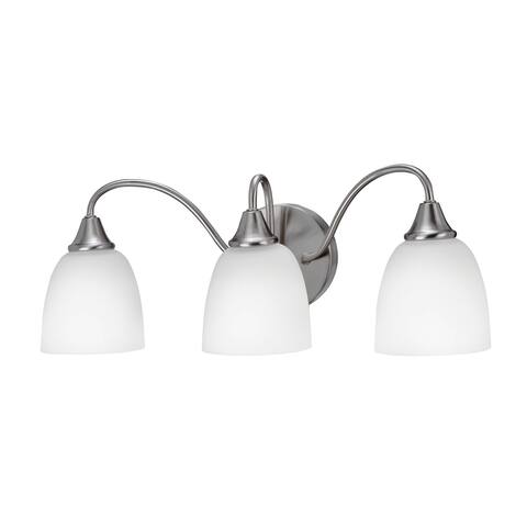 Jordan Satin Nickel LED Vanity with White Glass