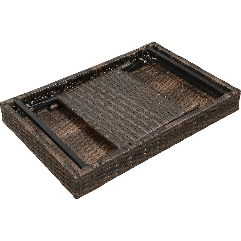 Portable Folding Wicker Table,only 7 lbs with foldable legs,easy for storage and outdoor use