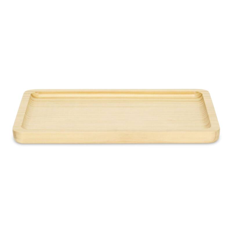 Kishen Ridge Rectangular Natural Wood Glossy Tray
