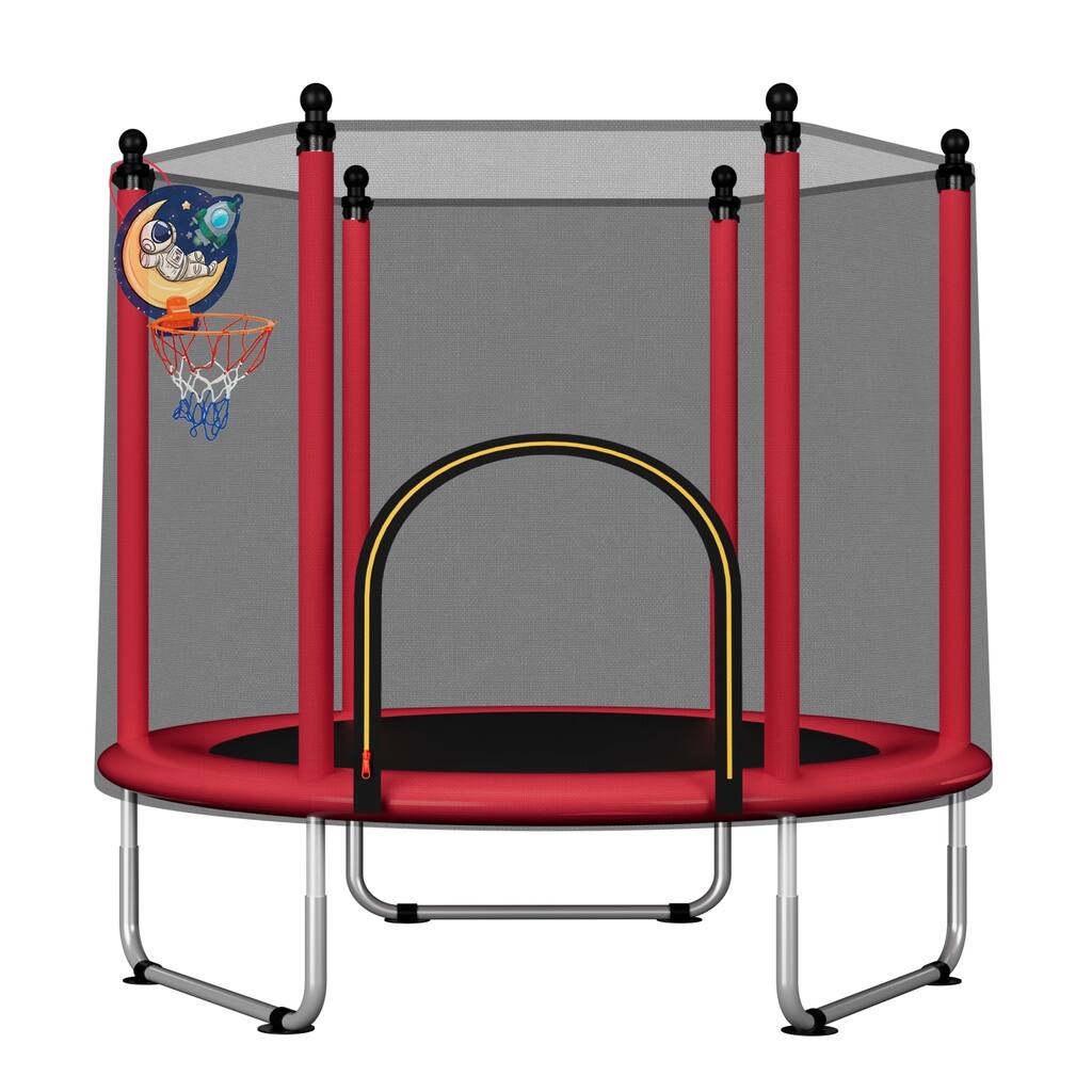 140cm Trampoline with Outside Safety Net and Basketball Hoop