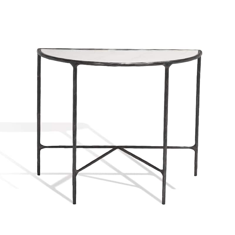 SAFAVIEH Couture Constanca Forged Metal Console Table - 36" W x 18" L x 30" H - 36"W x 18"D x 30"H - Black/Marble