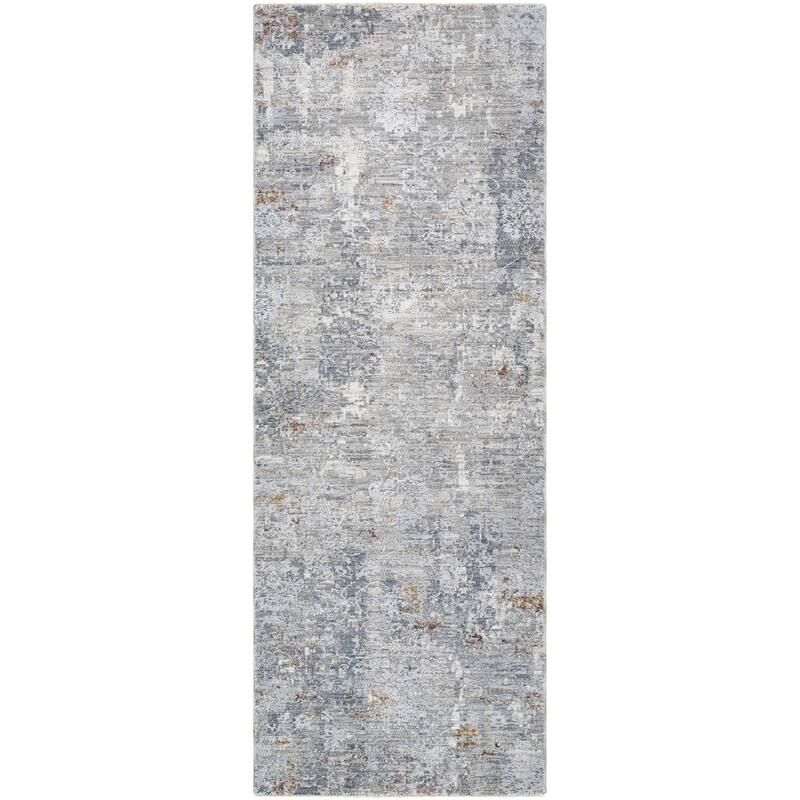 Livabliss Vintage Dresden Abstract Area Rug - 2'7" x 7'3" - Medium Gray/Gray/White/Light Slate/Mustard/Rust