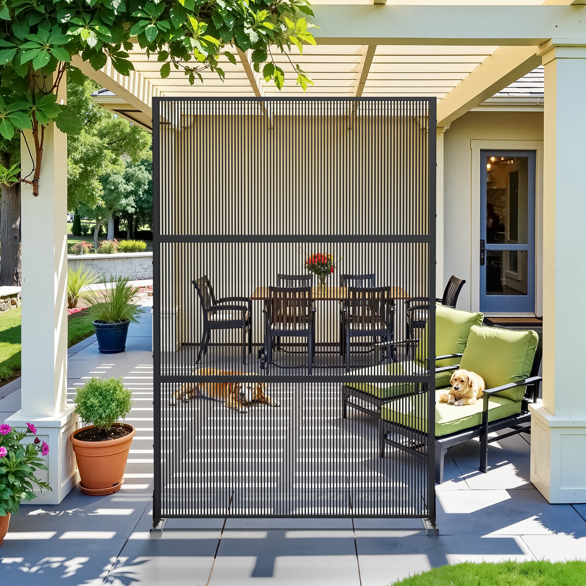 Outdoor Freestanding Metal Privacy Screen Decorative Partition Panel for Patio Garden Balcony - 72"x47"