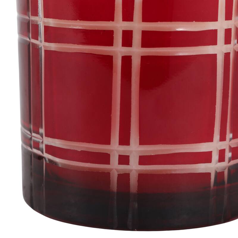 Decorative Glass Wax Warm Vanilla Scented Candle - 4", Red & White - 4.0"
