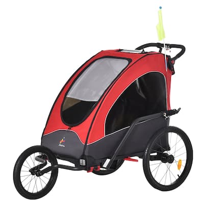Multi-Functional Bike Trailer for Kids, Twin Stroller & Jogger with 5-Point Harness, Premium Rubber Tires, and Foldable Design