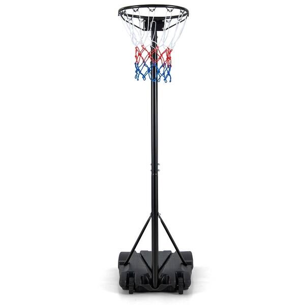 slide 2 of 6, 8.5-10FT Adjustable Basketball Hoop Goal with Fillable Base Wheel Black
