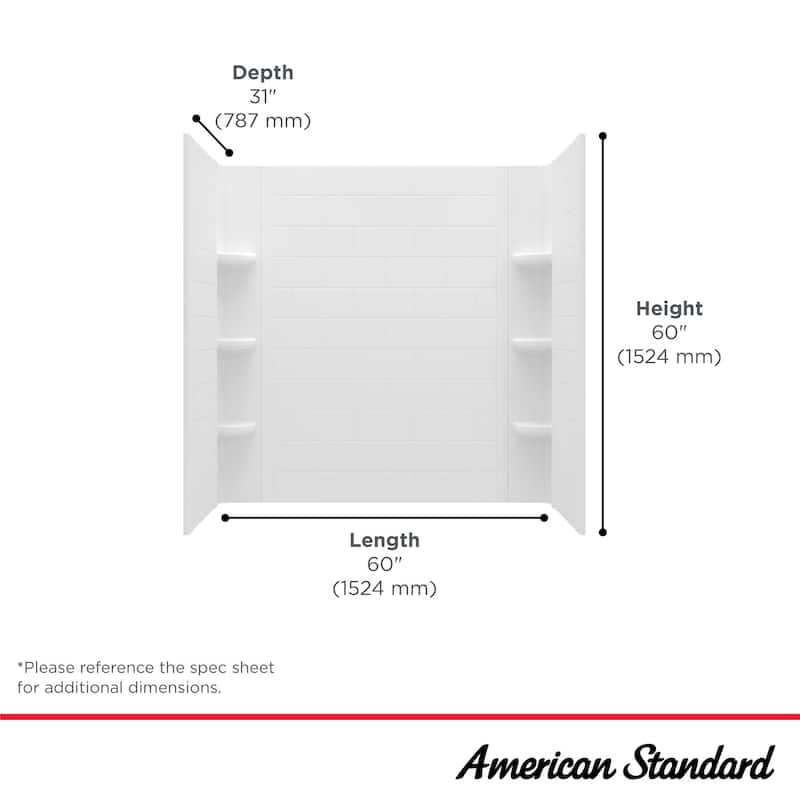 American Standard 3961BWT.60 Princeton 60" H x 30" W Vertical Tile