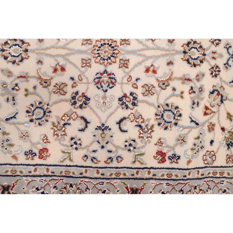 ECARPETGALLERY Hand-knotted Nain Cream Silk, Wool Rug - 2'9 x 16'3