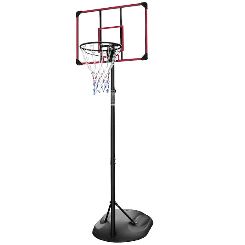 Anmytek Portable Basketball Hoop System with 32 Inch Backboard Adjustable Height Outdoor Indoor Basketball Goal with Wheels - Red