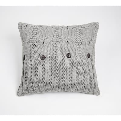 Micah Knitted Sham, Grey, Euro