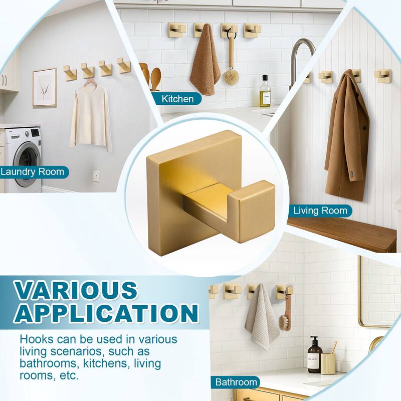 WOWOW J-Hook Wall Mount Robe/Towel Hook 4PCS