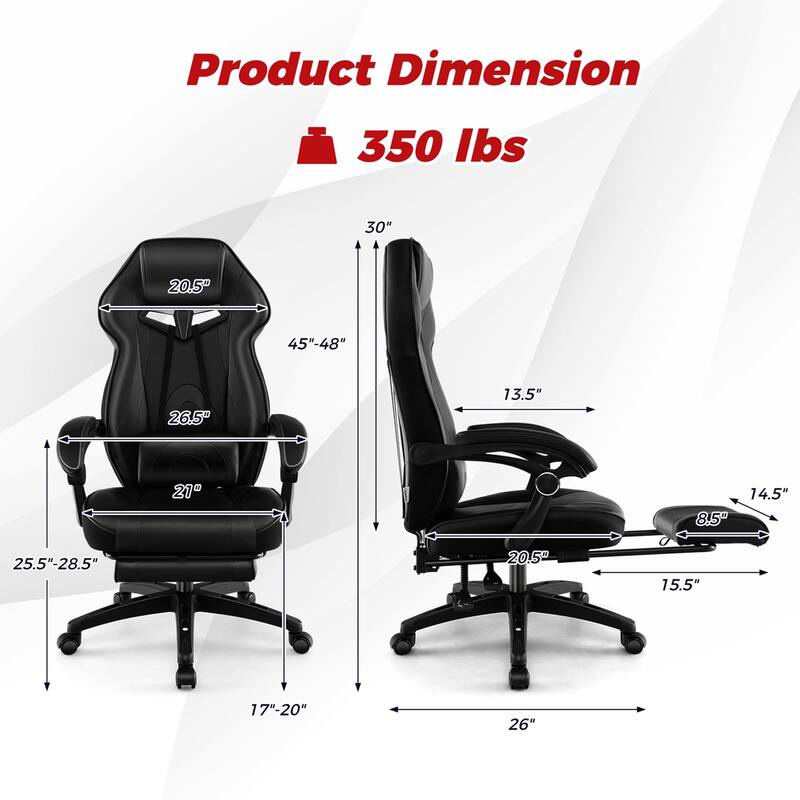 Costway Adjustable E-Sports Racing Style Chair with Padded Headrest, - See Details
