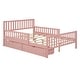 preview thumbnail 14 of 50, Wood Platform Bed with 2 Storage Drawers & Both Sides Guardrails, Storage Bed Frame for Bedroom, Guest Room