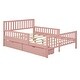 preview thumbnail 57 of 59, Vertical Headboard Footboard Platform Bed Frame, Both Side Guardrails, Wooden Slat Panel Bed with 2 Storage Drawers