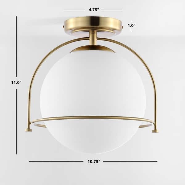 dimension image slide 0 of 2, SAFAVIEH Lighting Valise Flush Mount - 13" W x 11" D x 11" H