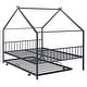 preview thumbnail 20 of 28, Full Size Metal House Bed with Twin Size Trundle