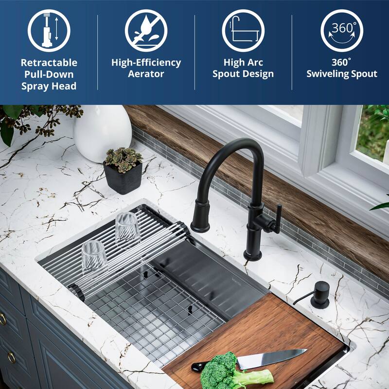 Karran Brampton KKF365 Single Handle Pull Down Sprayer Kitchen Faucet