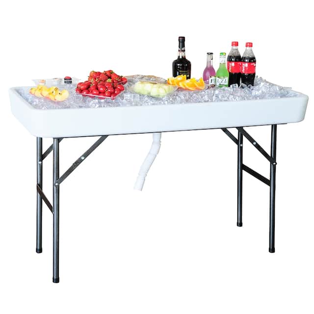 Modern Home 4-inch Party Ice Bin Table with Skirt - White