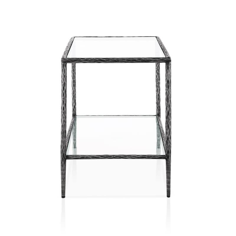 247 Shop At Home Lalia Modern Hammered Metal 2-Piece 1-Shelf End Table Set