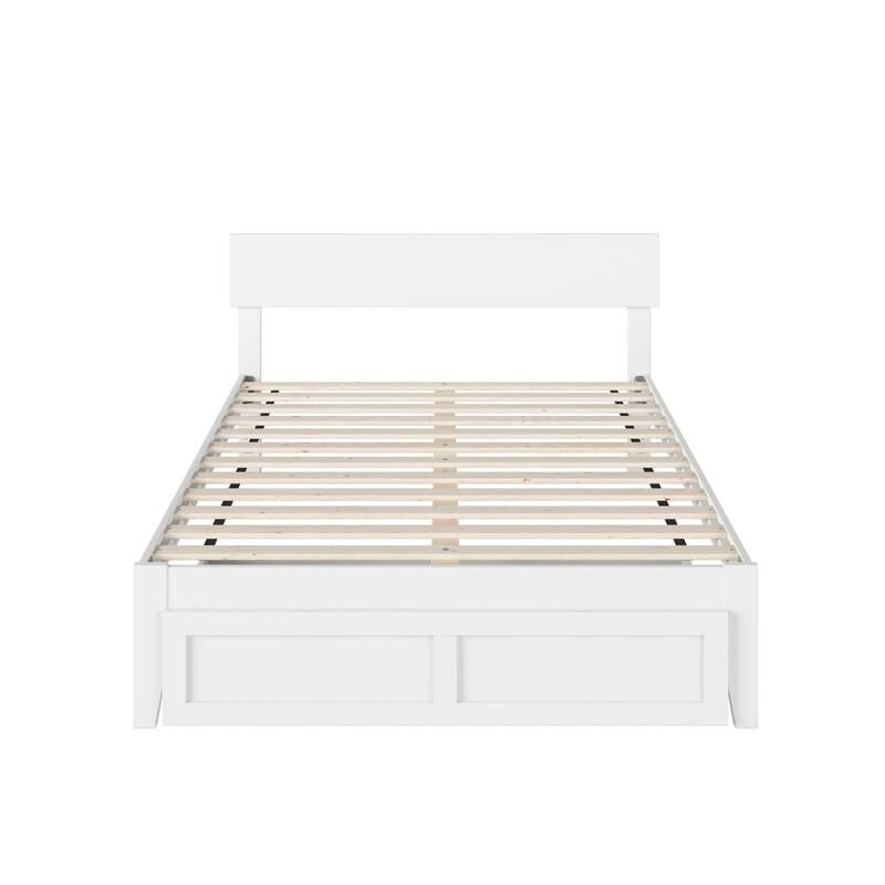 Full Bed with Foot Drawer - Modern Design, Slat Kit Included, No Box Spring Needed