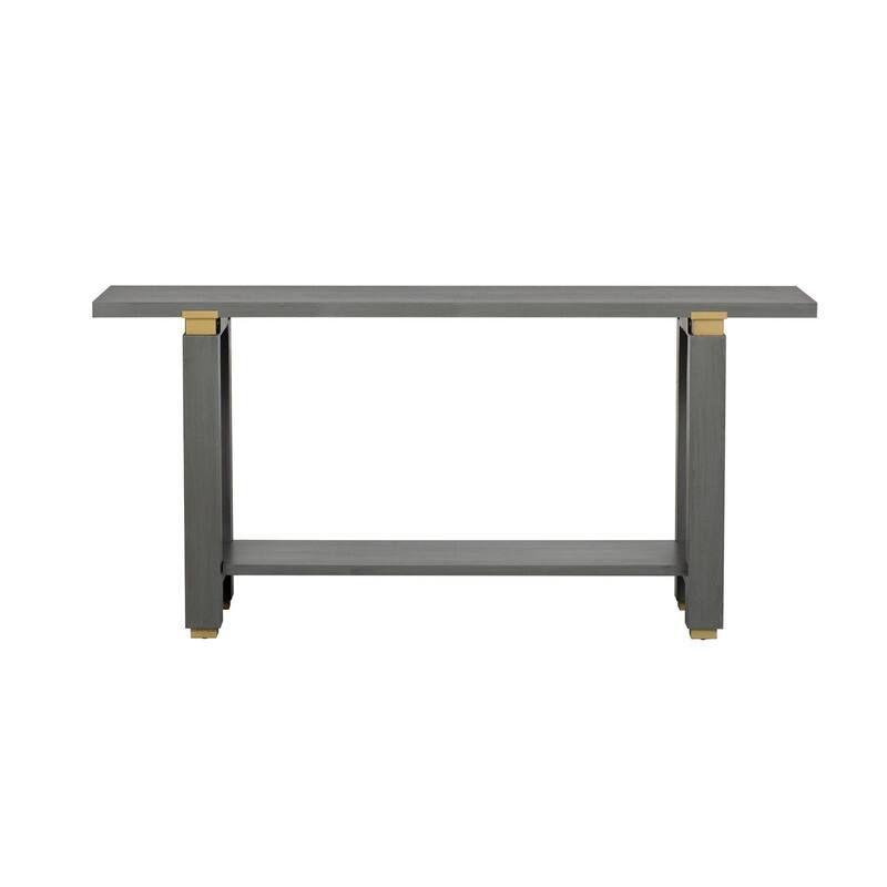 Modern 63" Console Table with Solid Wood Legs and Built-in Shelf for Stylish Entryway Organization