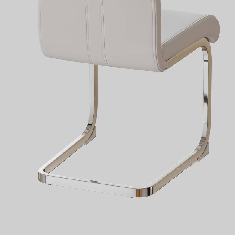 Modern Dining Chairs,PU Faux Leather High Back Upholstered Side Chair with Silver Metal Legs