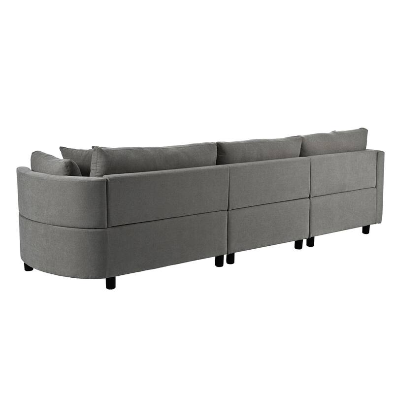 Three Indoor Cushioned Combination Sofas w/Three Pillows & Curved Seat