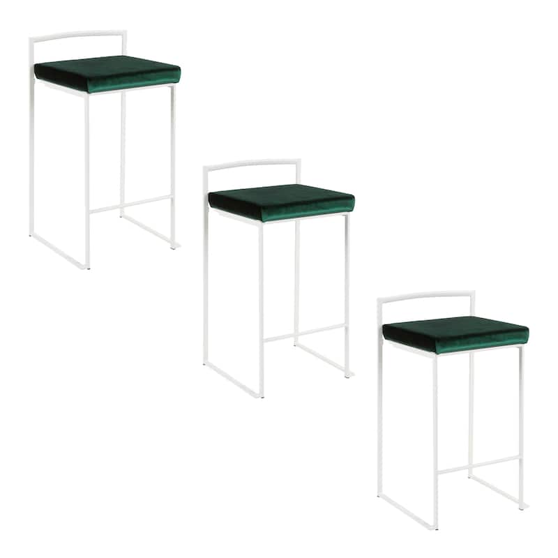 Porch & Den Forrest White Stackable Fully Welded Counter Stool (Set of 3)