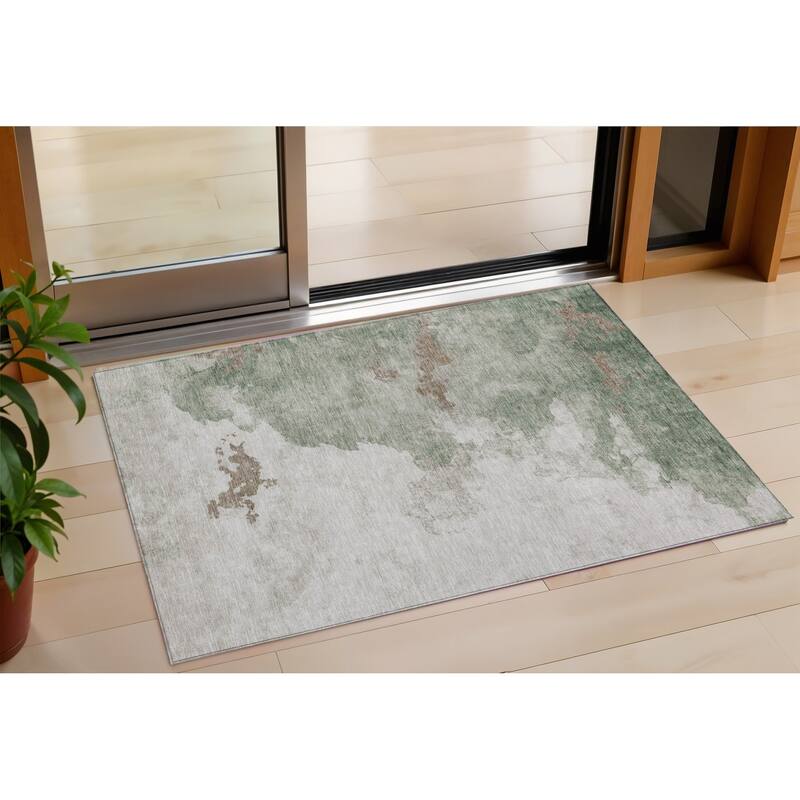 HomeRoots Abstract Transitional Rectangle Outdoor Rug - 3' x 5'