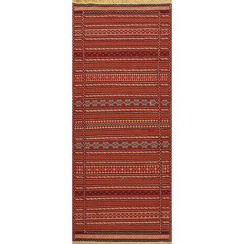 Striped Tribal Kilim Sirjan Persian Runner Rug Flat-weave Wool Carpet - 2'5" x 6'10"
