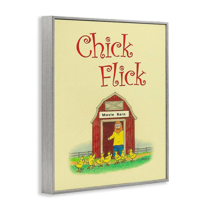 Stupell Chick Flick Vintage Pun Framed Giclee Art Design By Roger Straub