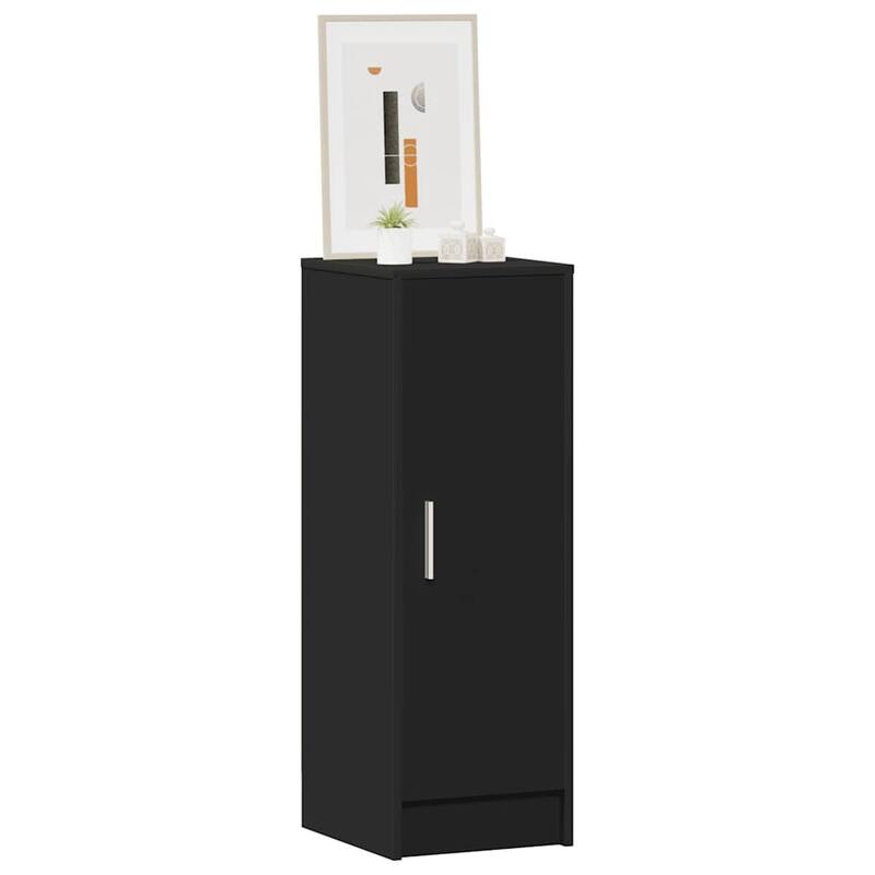 vidaXL Shoe Cabinet Black Engineered Wood Medium Storage Shoe Cabinet