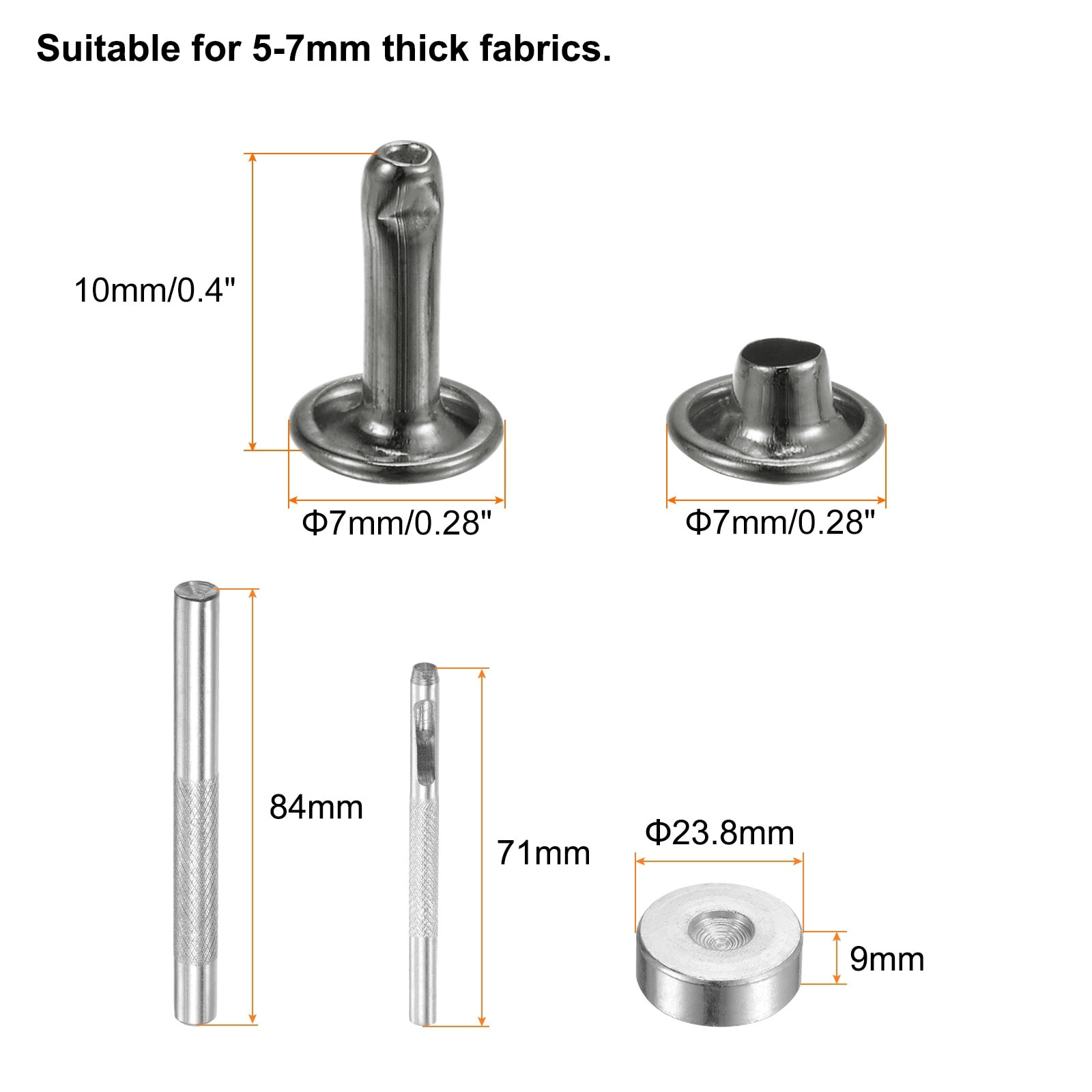 Leather Rivets Metal with Setter Tools