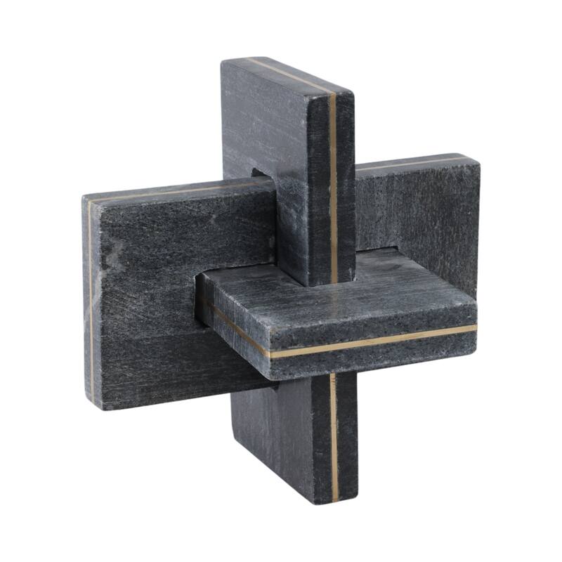 Stone Metal Decorative Object Interlocking Modern Geometric Structure