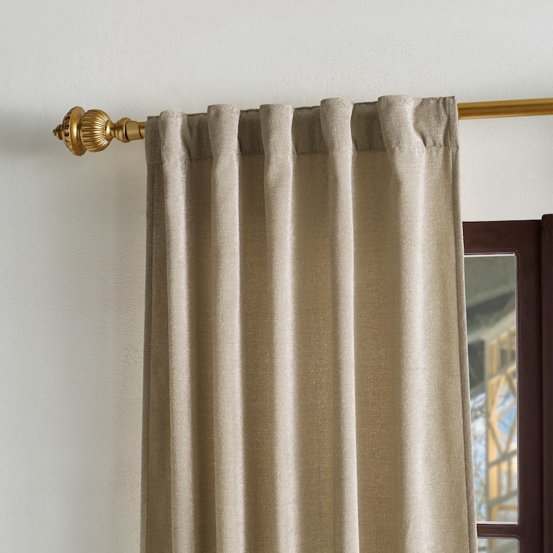 Martha Stewart Naples Chenille Solid Curtains - Panel Pair or Valance