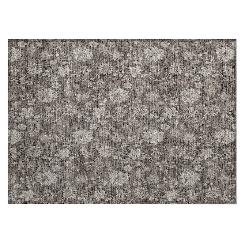 Machine Washable Indoor/ Outdoor Chantille Floral Farmhouse Rug