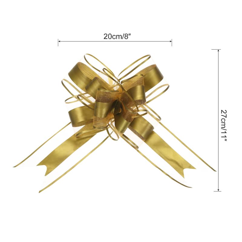 10pcs 9" Large Pull Bow Gift Wrapping Big Organza Bows Ribbon - Gold - 11 Inch
