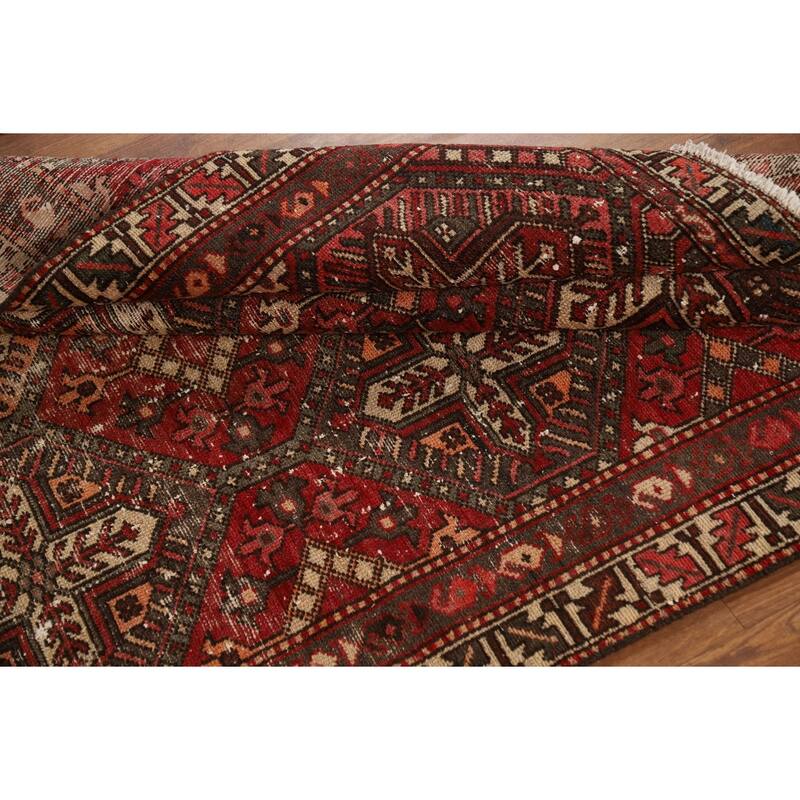 All-Over Geometric Bakhtiari Persian Area Rug Hand-Knotted Wool Carpet - 4'5" x 6'7"