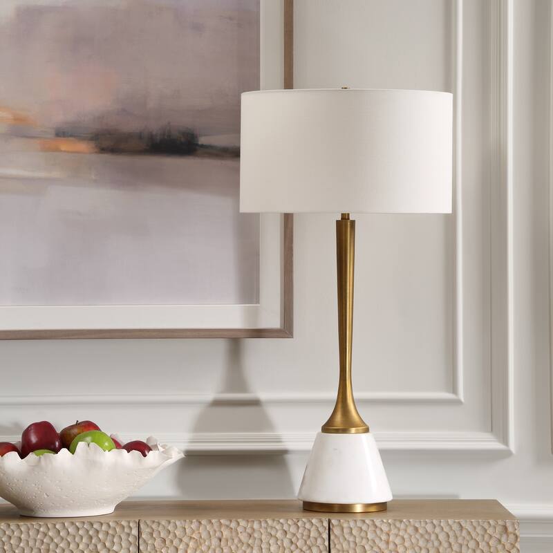Uttermost Avola White Marble Table Lamp - 32" H X 16" W X 16" D