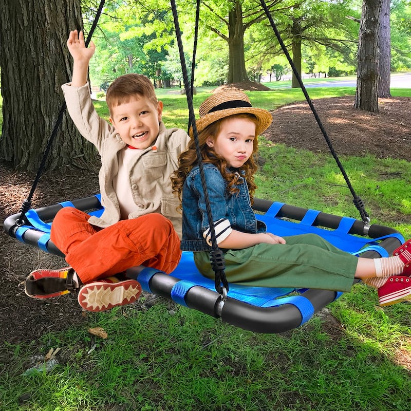 Spinner Platform Swing - Kids Indoor/Outdoor Rectangular Mat Swing, Accessories Included (40 x 30, Square)