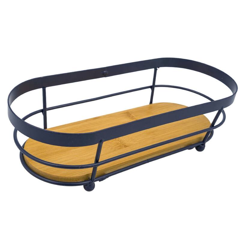 Oval Natural Bamboo Wooden Decorative Storage Organizer Tray - 11.3" x 5"