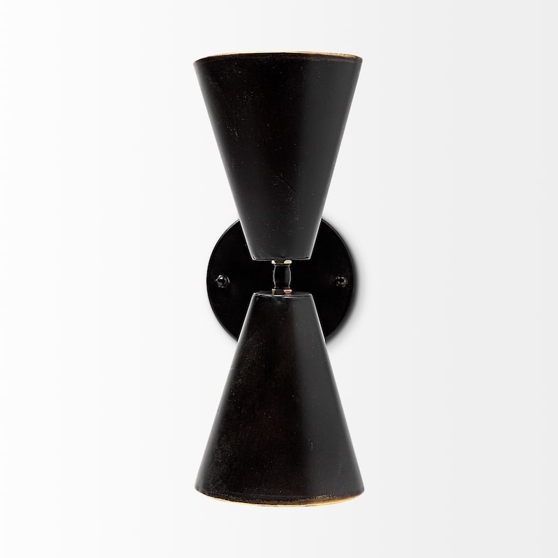 Eris II Black Metal w/ Gold Accent Double-Cone Wall Sconce