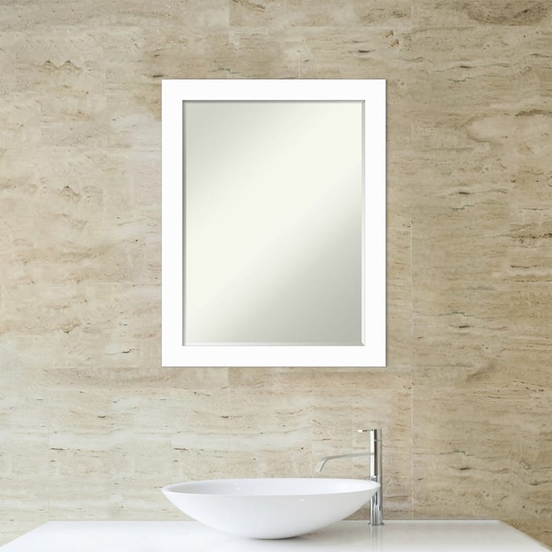 Basic Narrow Half-Inch-Bevel Wood Framed Bathroom Vanity Wall Mirror - Glass Size 18x24
