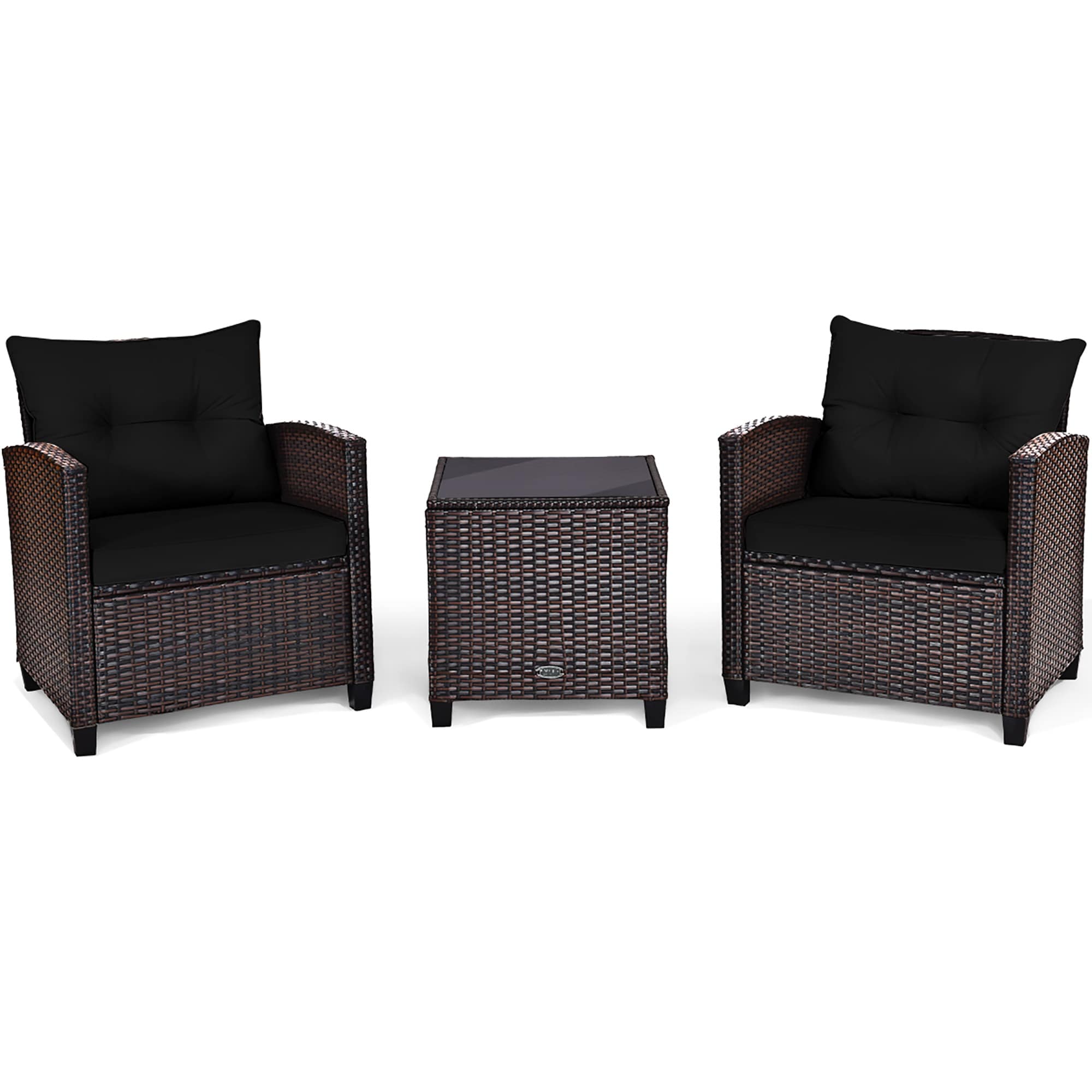 Outdoor 3-piece Cushioned Rattan Patio Furniture - Picture 11 of 50
