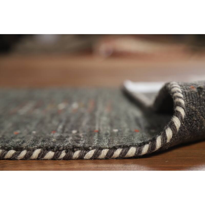 Oriental Grey Tribal Gabbeh Indian Rug Hand-Knotted Wool Carpet - 2'6" x 5'6"