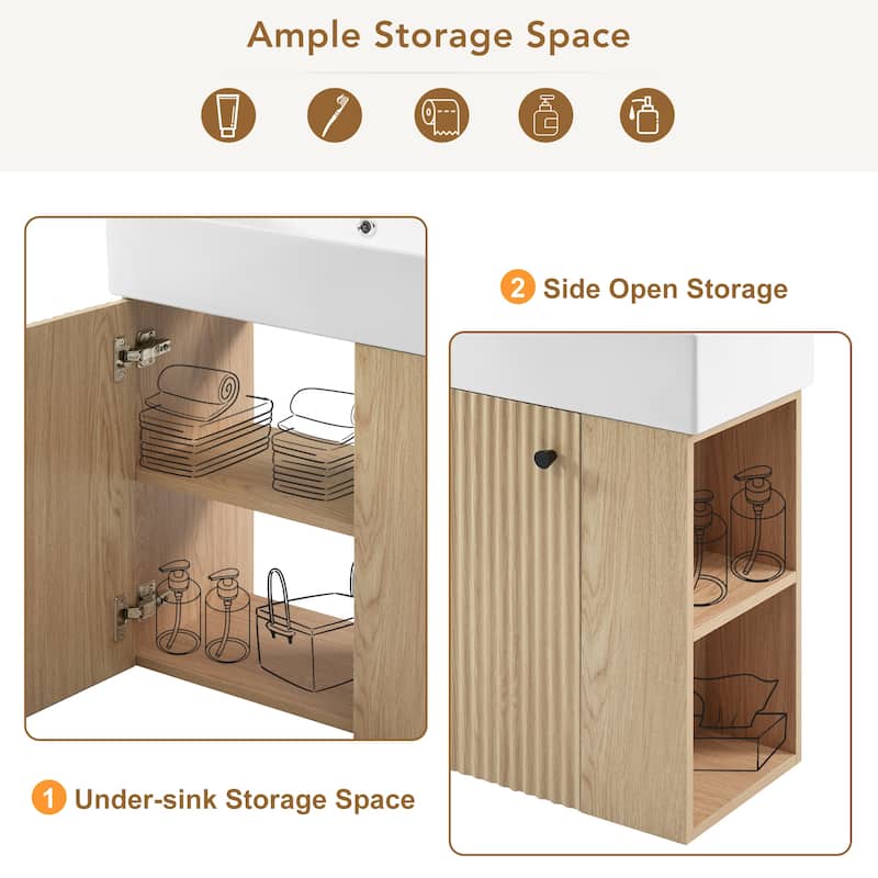 GDFStudio - Aria Wood & Ceramic Bathroom Vanity Combo Cabinet with Single Sink