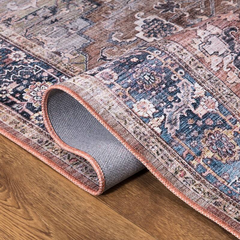 Abani Rugs Lola LOL150A Brown Blue Medallion Area Rug