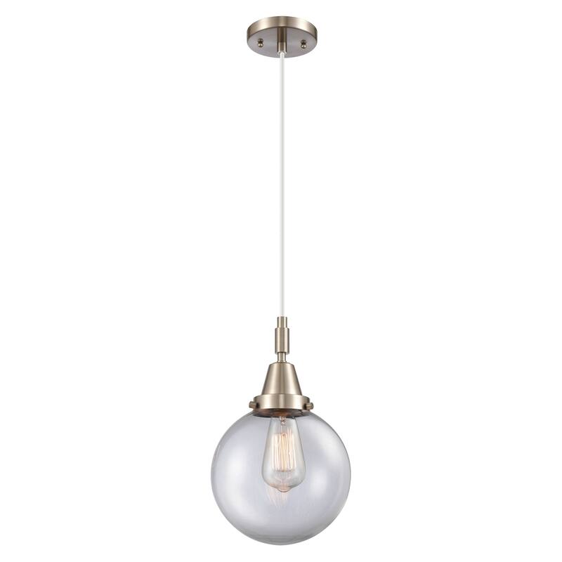 Innovations Lighting Downtown Urban - Caden Beacon - 1 Light 8" Cord Hung Mini Pendant - Clear Shade/Brushed Satin Nickel