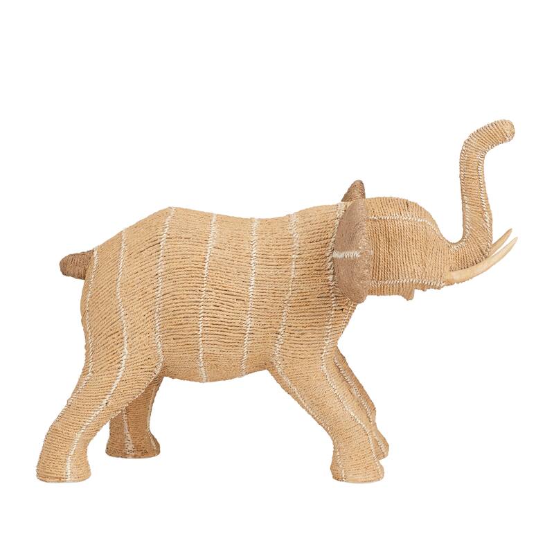 Beige Polystone Elephant Decorative Sculpture - 9 x 15 x 11