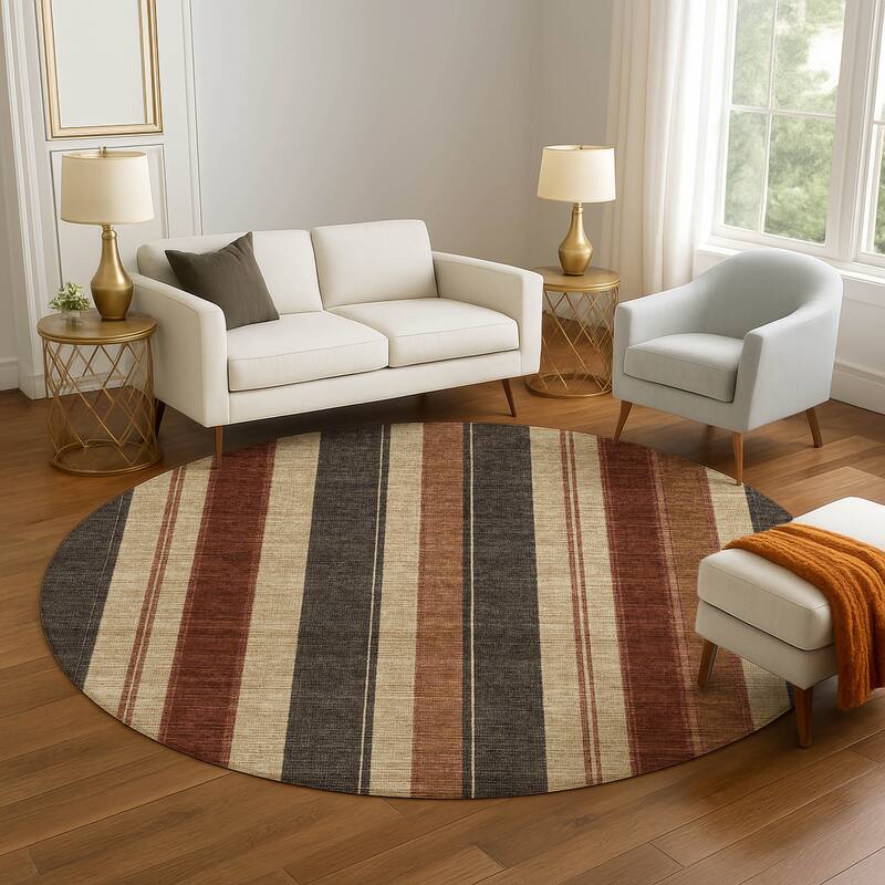 Premium Washable Super Soft Modern Stripe Mayfield Rug - Chocolate - 8' x 8'